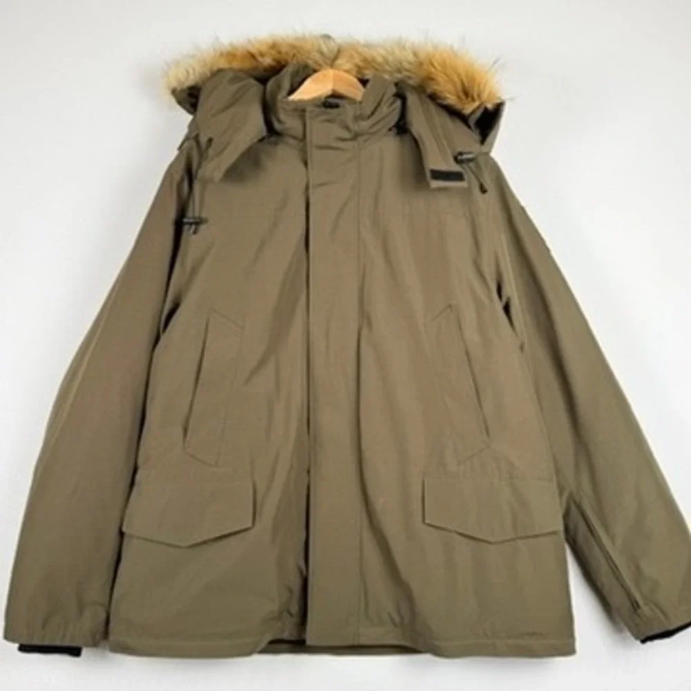North‎ Aware Parka Jacket Mens 2XL Brown Faux Fur Hood Heavyweight Winter Coat